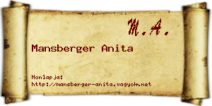 Mansberger Anita névjegykártya